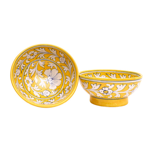 Handcrafted Blue Pottery Round Bowls