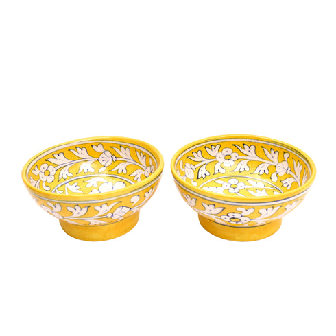 Handcrafted Blue Pottery Round Bowls