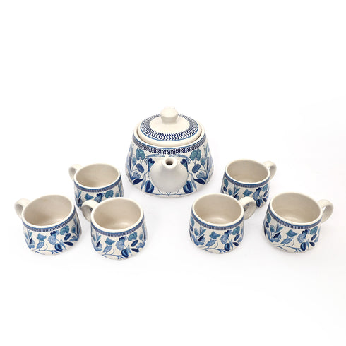 Handcrafted Blue Teapot and cup set (1 Kettle and 6 cups)