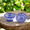 Handcrafted Blue and White Colour Round Blue Pottery Bowls—Set of 2—Floral Pattern—6”