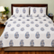 Handcrafted Blue and White Paisley King Size Cotton Bedsheet, Pillow Cover and Dohar (4-piece set)