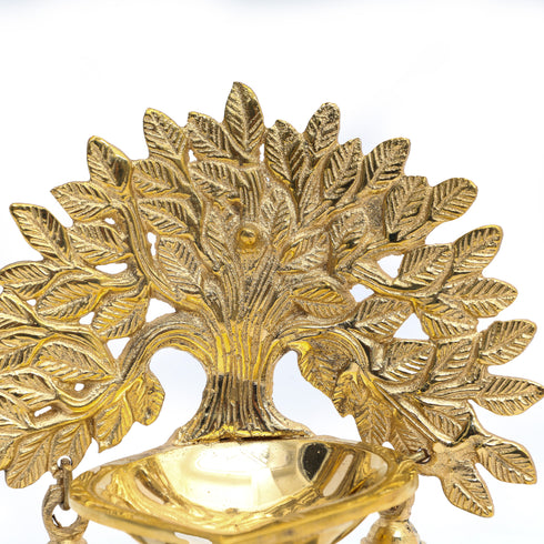 Handcrafted Brass Akhanda Diya Tree with Bells