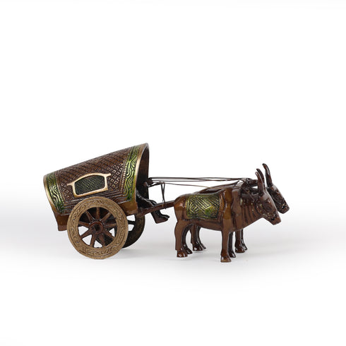 Handcrafted Brass Bullock Cart Showpiece
