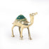 Handcrafted Brass Camel Figurine with Green Stone Embellishment