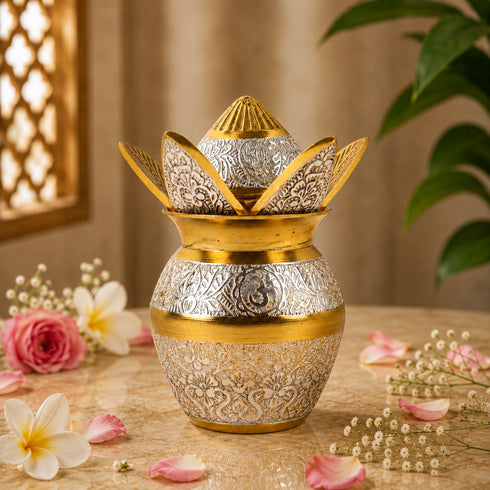 Handcrafted Brass Decorative Kalash with Coconut