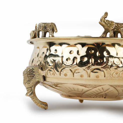 Handcrafted Brass Elephant Decorative Urli Bowl