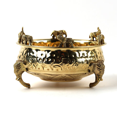 Handcrafted Brass Elephant Decorative Urli Bowl