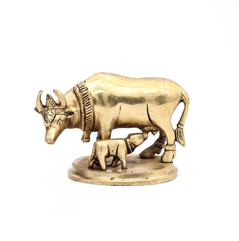 Handcrafted Brass Kamdhenu-Kalpavriksha Set