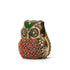 Handcrafted Brass Owl Figurine Red Green Inlay Indian Decor