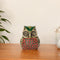 Handcrafted Brass Owl Figurine Red Green Inlay Indian Decor