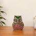 Handcrafted Brass Owl Figurine Red Green Inlay Indian Decor