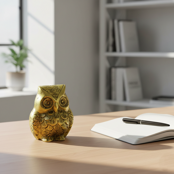 Handcrafted Brass Owl Sculpture Idol – A Symbol of Wisdom and Protection