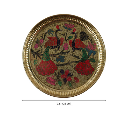 Handcrafted Brass Peacock Design Pooja Thali