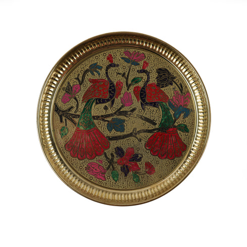 Handcrafted Brass Peacock Design Pooja Thali