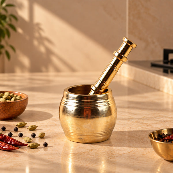 Handcrafted Brass Traditional Mortar and Pestle