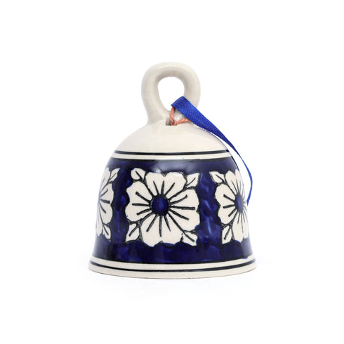 Handcrafted Ceramic Hanging Christmas Bell - Blue