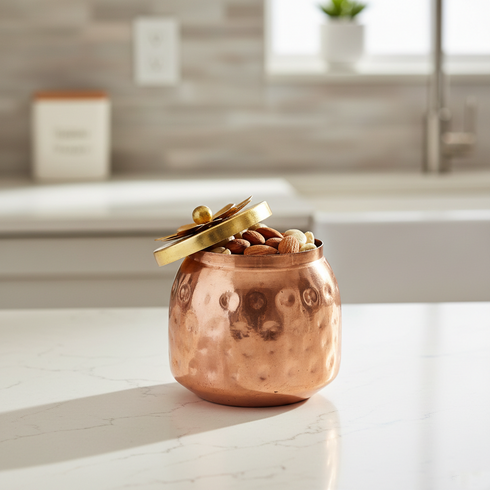 Handcrafted Copper Jar with Lid