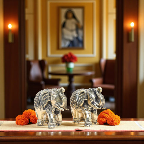 Handcrafted Decorative Brass Elephant (Set of Two)