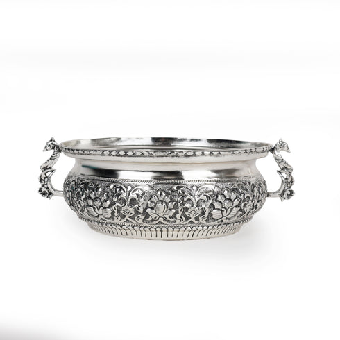 Handcrafted Decorative German Silver Peacock Urli Bowl