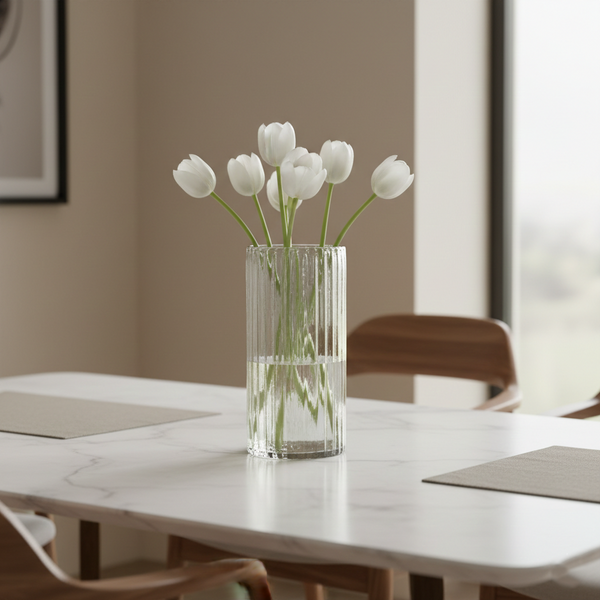 Handcrafted Decorative Glass Flower Vase—Grey