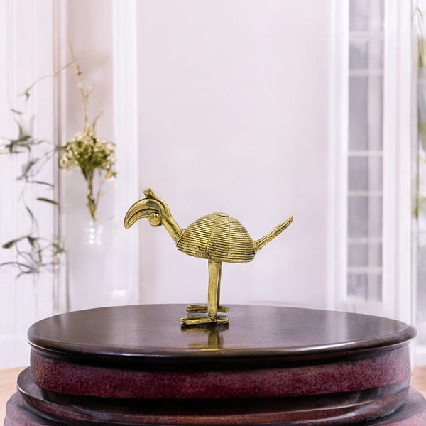 Handcrafted Dhokra Art Bird Figurine – Brass Tribal Home Décor Accent