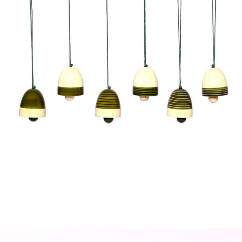Handcrafted Eco-friendly Green Wooden Bell Hangings for Christmas Decor
