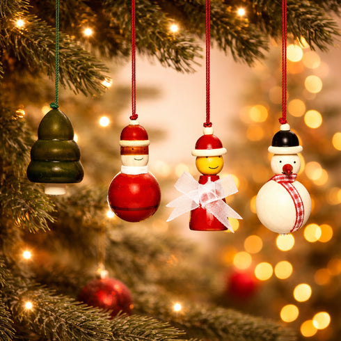 Handcrafted Eco-friendly Multicolour Wooden Hangings for Christmas Decor