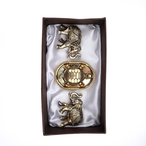 Handcrafted Elephant Pair with Tortoise & Tray