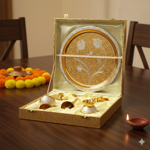 Handcrafted Embossed Pooja Thali