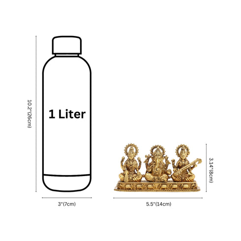 Handcrafted Fine Brass Saraswati, Ganesha and Lakshmi Idols