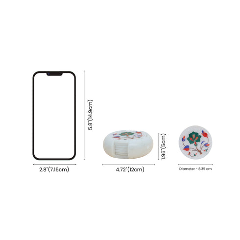 Handcrafted Green Marble Inlay Coasters (Set of 6) – Pacchikari Stone Inlay Technique