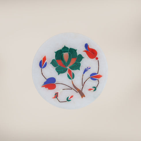 Handcrafted Green Marble Inlay Coasters (Set of 6) – Pacchikari Stone Inlay Technique