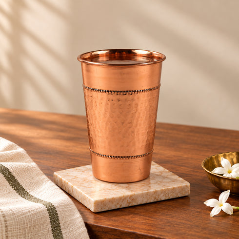 Handcrafted Hammered Copper Glass