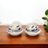 Handcrafted Jaipur Blue Pottery Bowl & Plate Set – Indigo Leaf Pattern