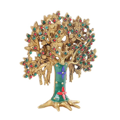 Handcrafted Kalpavriksha Tree with Multi-Coloured Stones Detailing