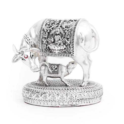 Handcrafted Kamdhenu Cow and Calf with Maha Lakshmi on Saddle