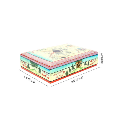 Handcrafted Kashmiri Paper Mache Jewellery Box—Multicolour
