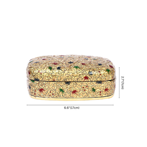 Handcrafted Kashmiri Paper Mache Multi-Utility Box— Golden
