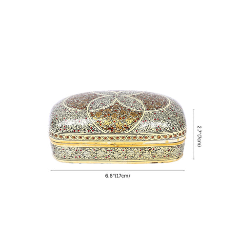 Handcrafted Kashmiri Paper Mache Multi-Utility Box— Light Green and Golden