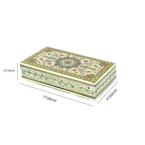 Handcrafted Kashmiri Paper Mache Multi-Utility Rectangular Box— Light Green