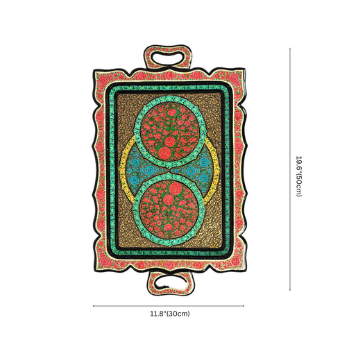 Handcrafted Kashmiri Paper Mache Rectangular Tray—Multicolour