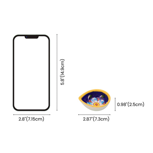 Handcrafted Leaf-Shaped Dual-Tone Blue Pottery Diyas Set