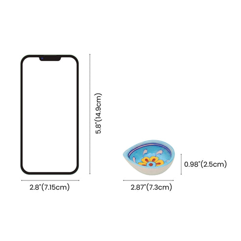 Handcrafted Light Blue - Blue Pottery Diyas Set - Leaf-Shaped