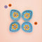 Handcrafted Light Blue - Blue Pottery Diyas Set - Leaf-Shaped