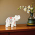 Handcrafted Marble Inlay Elephant (Orange/Royal Blue)
