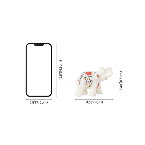 Handcrafted Marble Inlay Elephant (Orange/Royal Blue) – Pacchikari Stone Inlay Technique