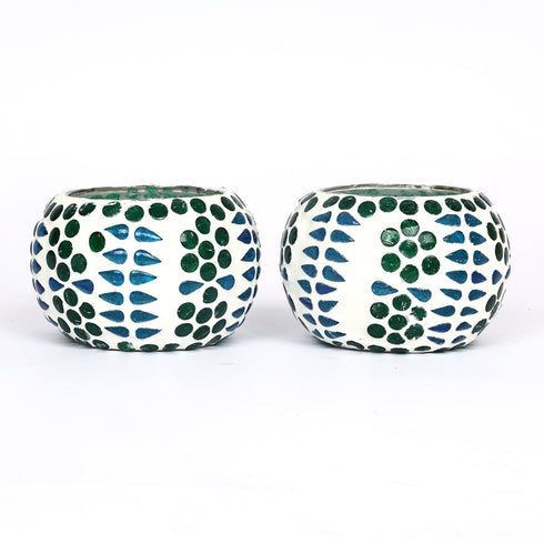 Handcrafted Mosaic T-light Holders – Set of 2