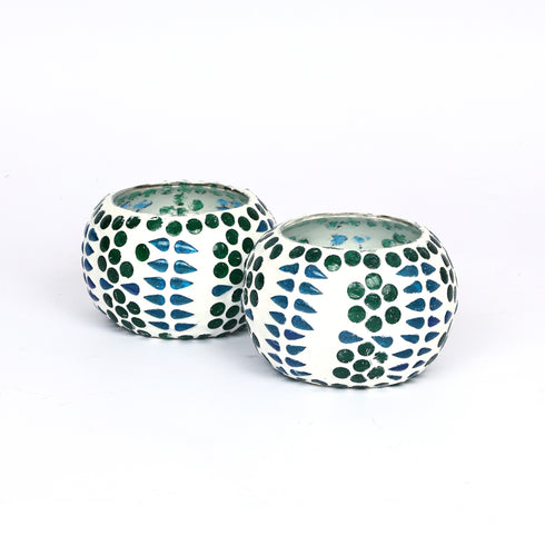 Handcrafted Mosaic T-light Holders – Set of 2