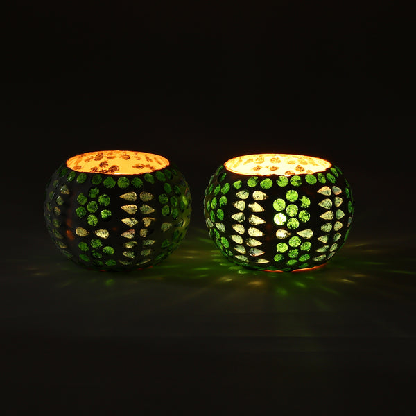 Handcrafted Mosaic T-light Holders – Set of 2