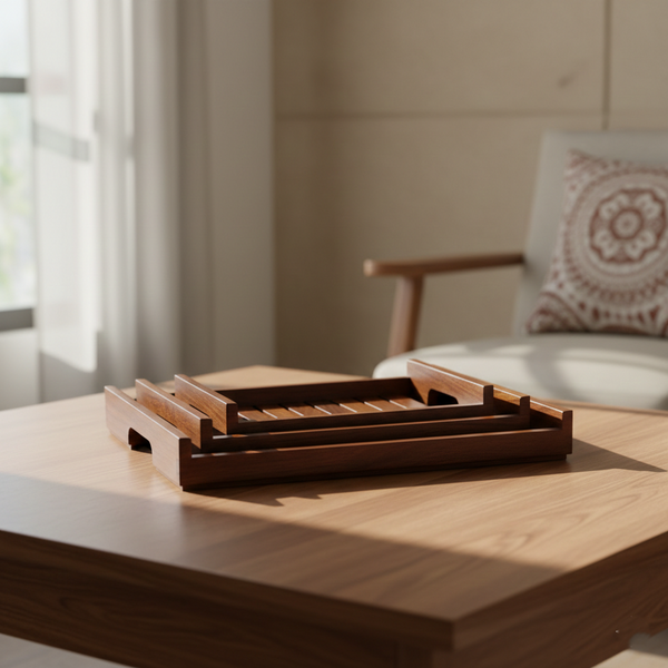 Handcrafted Multi-Size Serving Tray (Set of 3) - Wooden Serveware